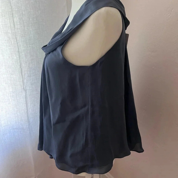 L’Agence Christy Blue Slate Silk Sleevelss Top Cowl Style Neck Women Size XS - Picture 5 of 9